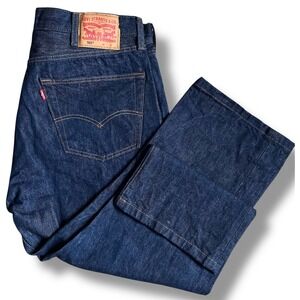 Levis 501 Mens Original Fit Straight Leg Dark Wash Button Fly Denim Jeans 38x25